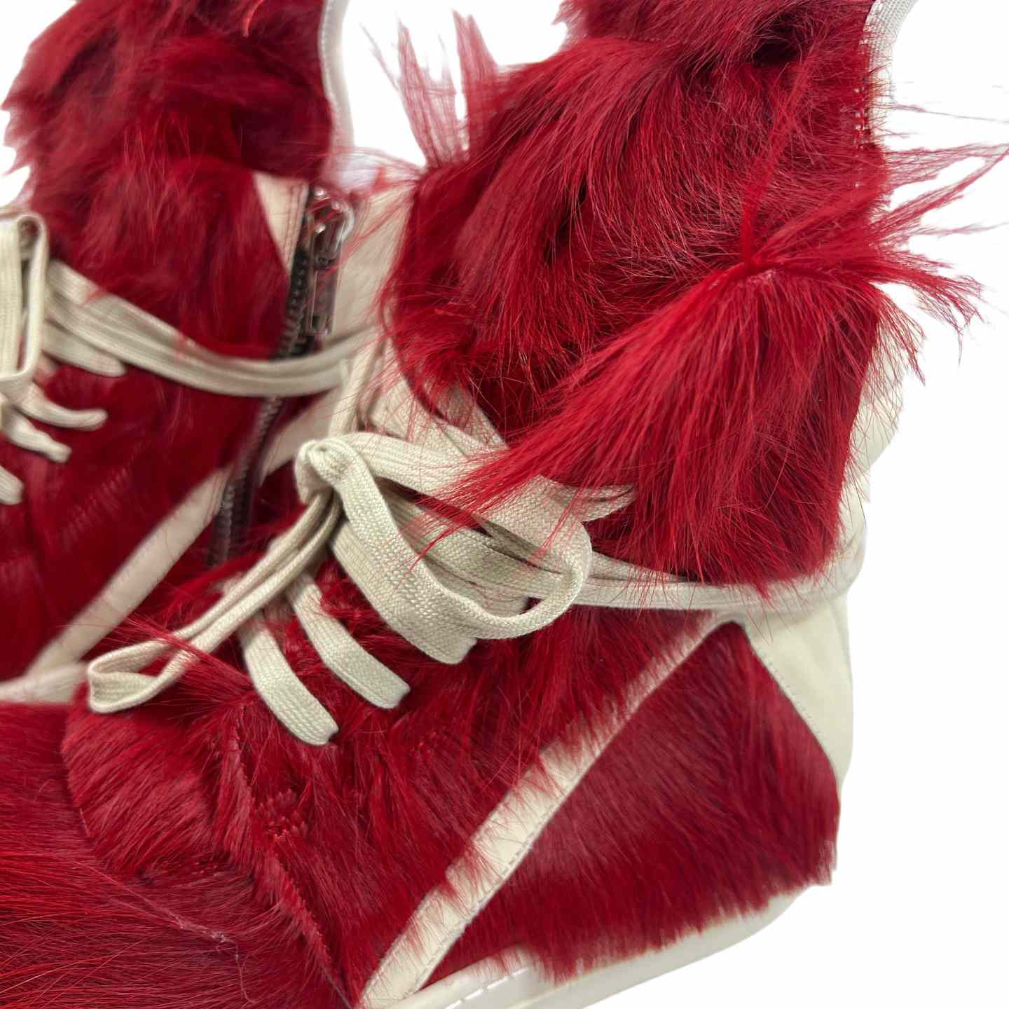 Rick Owens Red & Off-white Geobasket Sneakers - EUR FASHION