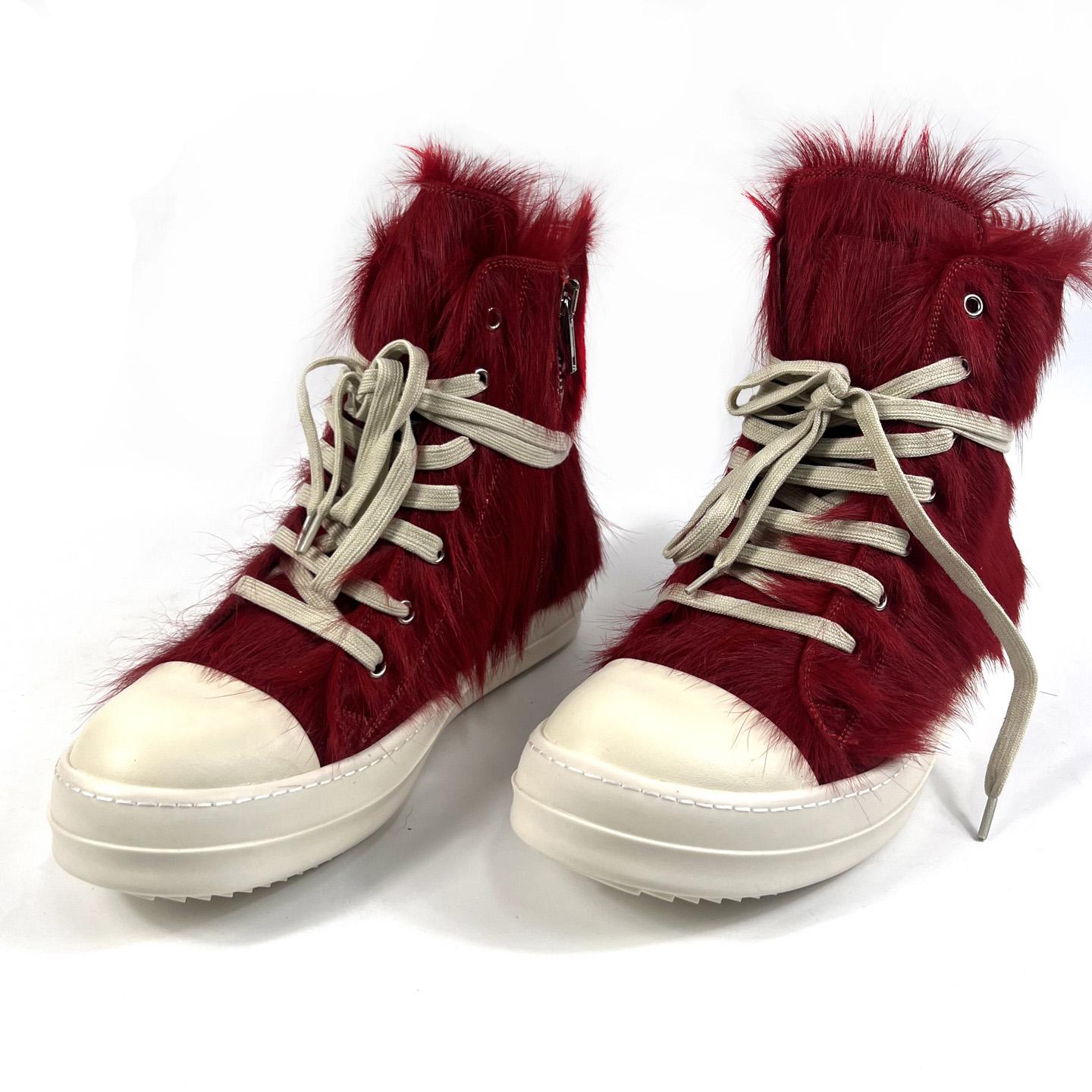 Rick Owens Pony Hair High-top Sneakers - EUR FASHION