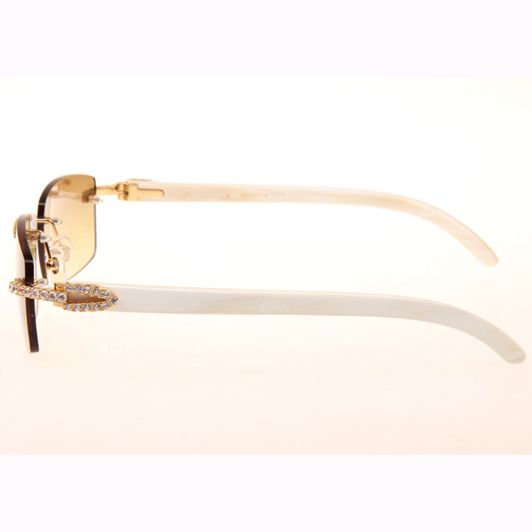 Cartier CT 3524012 Big Diamond White Buffalo Sunglasses In Gold Brown - EUR FASHION