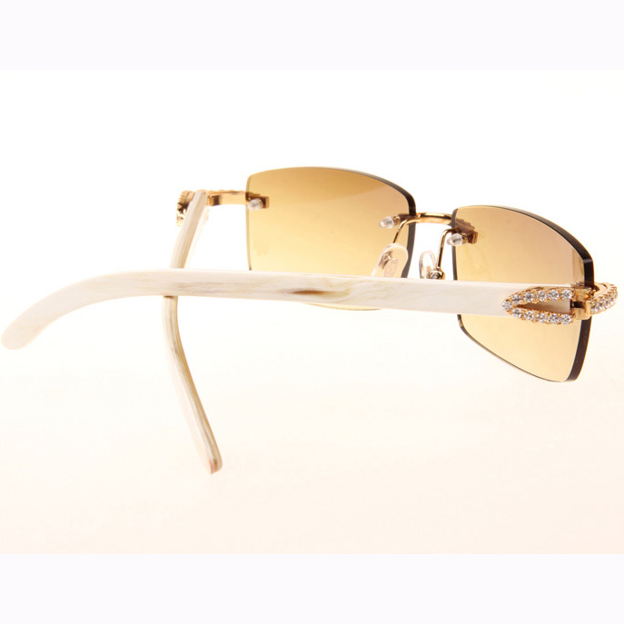 Cartier CT 3524012 Big Diamond White Buffalo Sunglasses In Gold Brown - EUR FASHION