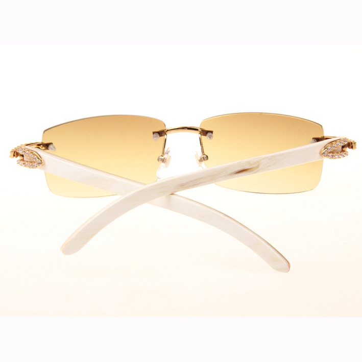 Cartier CT 3524012 Big Diamond White Buffalo Sunglasses In Gold Brown - EUR FASHION