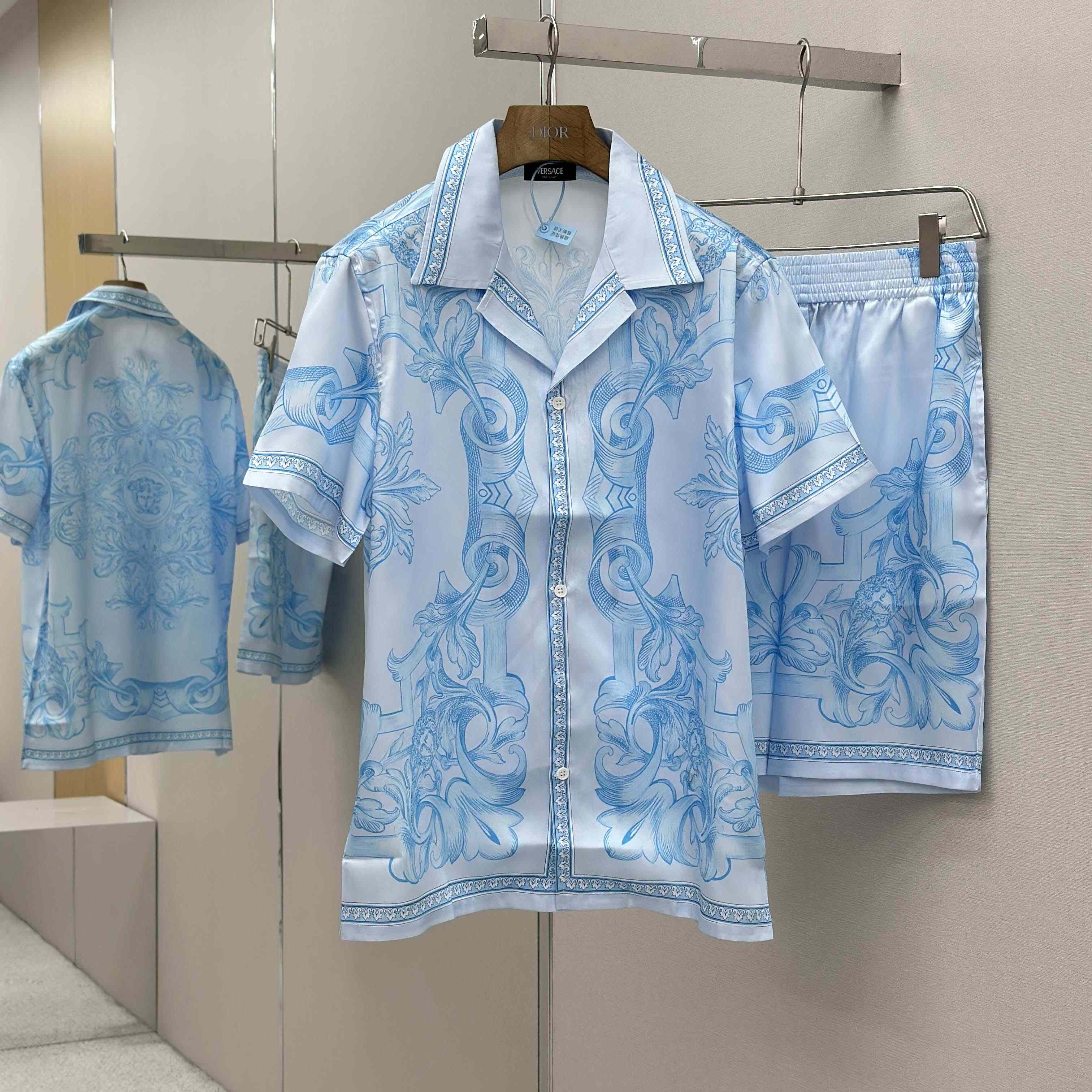 Versace Architectural Baroque Silk Shirt & Silk Shorts - EUR FASHION