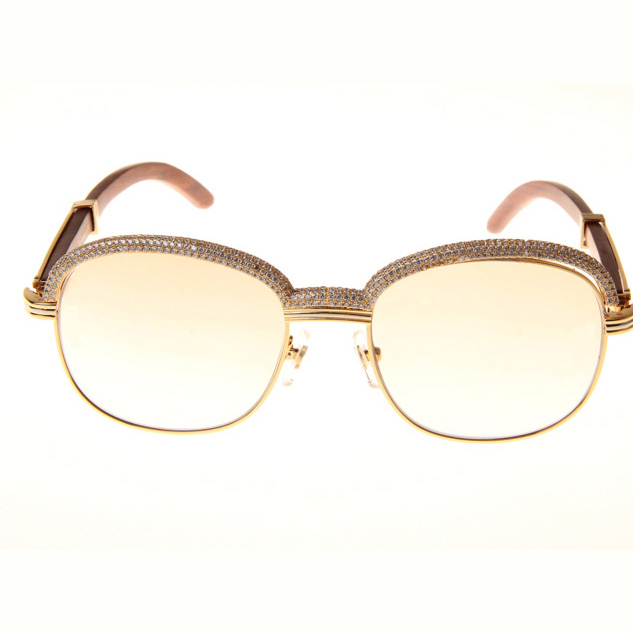 Cartier CT_1116679 Diamond Wood Sunglasses In Gold Brown - EUR FASHION
