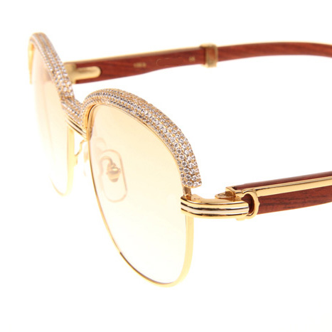 Cartier CT_1116679 Diamond Wood Sunglasses In Gold Brown - EUR FASHION