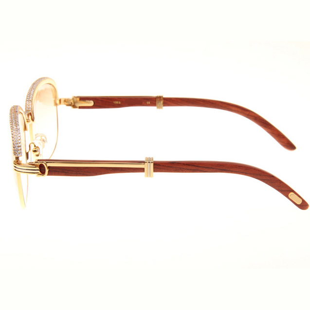 Cartier CT_1116679 Diamond Wood Sunglasses In Gold Brown - EUR FASHION