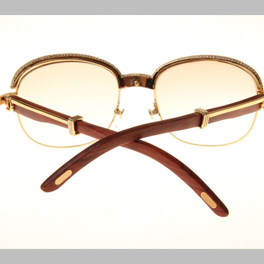 Cartier CT_1116679 Diamond Wood Sunglasses In Gold Brown - EUR FASHION