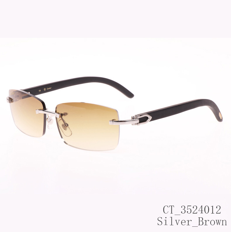 Cartier CT_3524012 Black Wood Sunglasses In Silver Brown - EUR FASHION