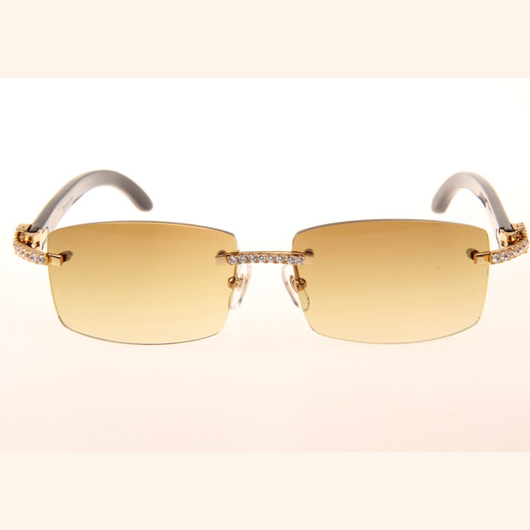 Cartier CT 3524012 Big Diamond Black Buffalo Sunglasses In Gold Brown - EUR FASHION