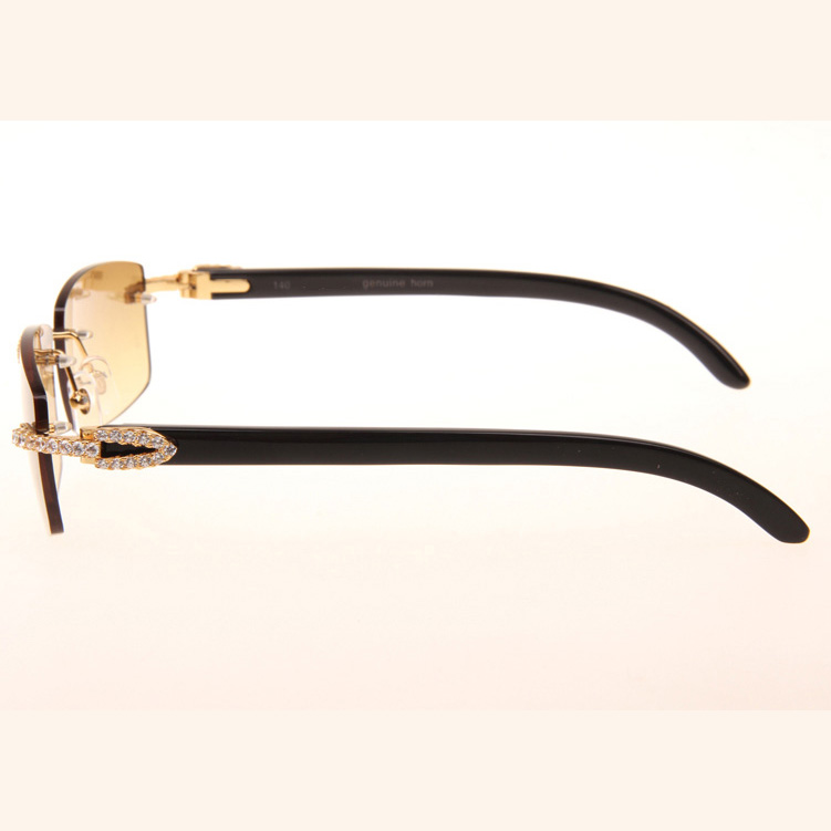 Cartier CT 3524012 Big Diamond Black Buffalo Sunglasses In Gold Brown - EUR FASHION