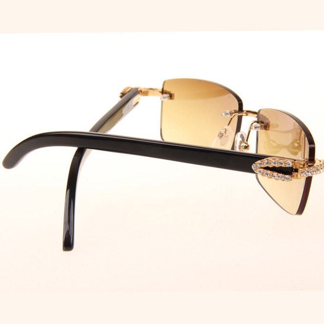 Cartier CT 3524012 Big Diamond Black Buffalo Sunglasses In Gold Brown - EUR FASHION