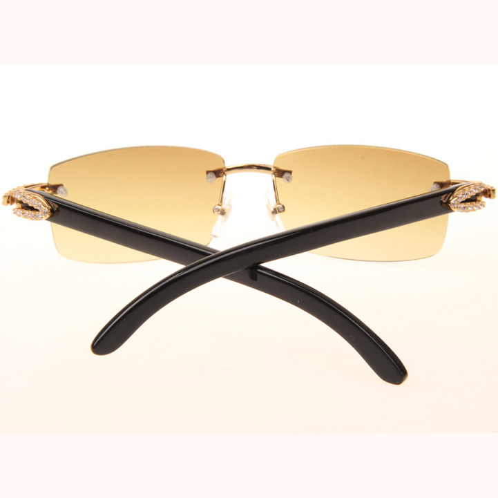 Cartier CT 3524012 Big Diamond Black Buffalo Sunglasses In Gold Brown - EUR FASHION