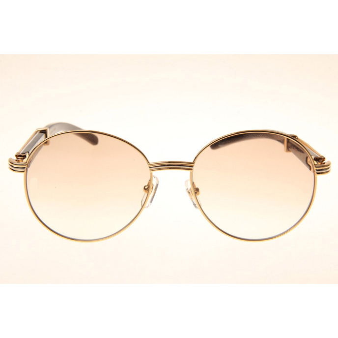 Cartier CT1990-0692 White Mix Black Buffalo Sunglasses In Gold Brown - EUR FASHION