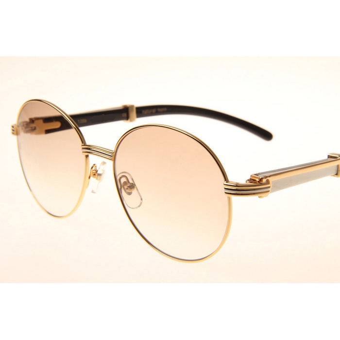 Cartier CT1990-0692 White Mix Black Buffalo Sunglasses In Gold Brown - EUR FASHION