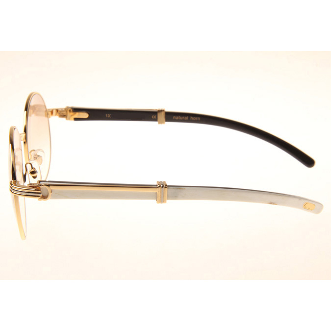 Cartier CT1990-0692 White Mix Black Buffalo Sunglasses In Gold Brown - EUR FASHION