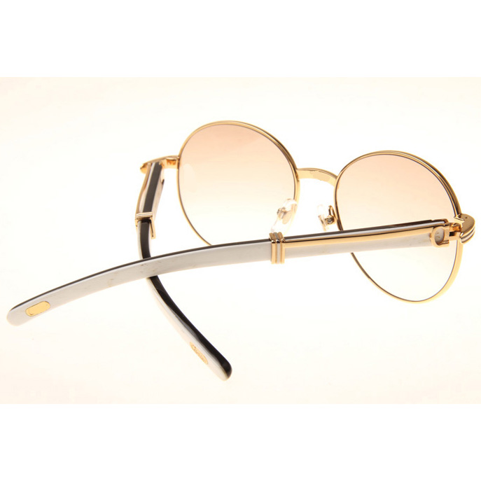 Cartier CT1990-0692 White Mix Black Buffalo Sunglasses In Gold Brown - EUR FASHION
