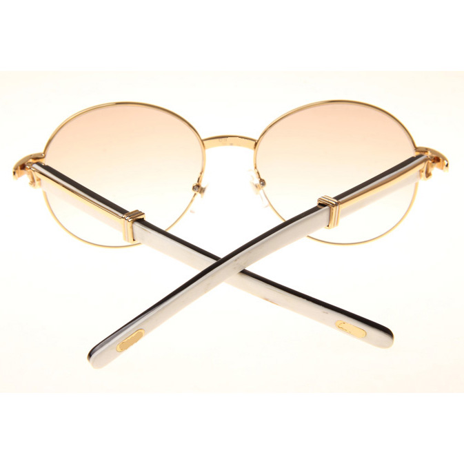 Cartier CT1990-0692 White Mix Black Buffalo Sunglasses In Gold Brown - EUR FASHION