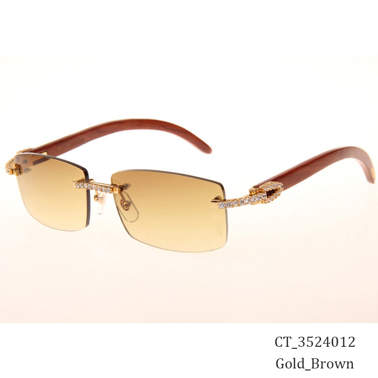 Cartier CT_3524012 Big Diamond Wood Sunglasses In Gold Brown - EUR FASHION