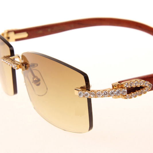 Cartier CT_3524012 Big Diamond Wood Sunglasses In Gold Brown - EUR FASHION