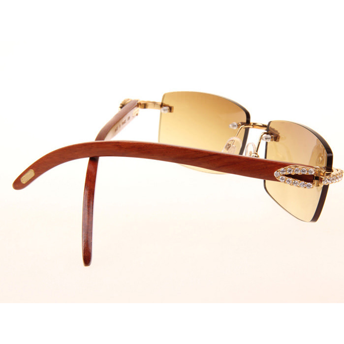 Cartier CT_3524012 Big Diamond Wood Sunglasses In Gold Brown - EUR FASHION