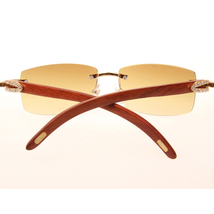 Cartier CT_3524012 Big Diamond Wood Sunglasses In Gold Brown - EUR FASHION