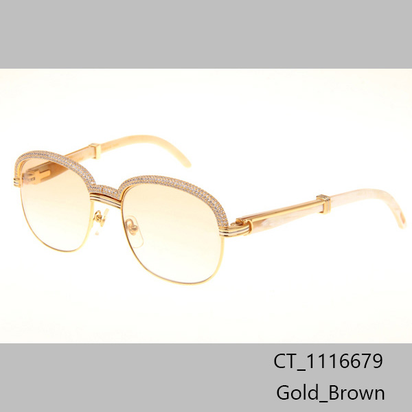 Cartier CT_1116679 Diamond White Buffalo Sunglasses In Gold Brown - EUR FASHION