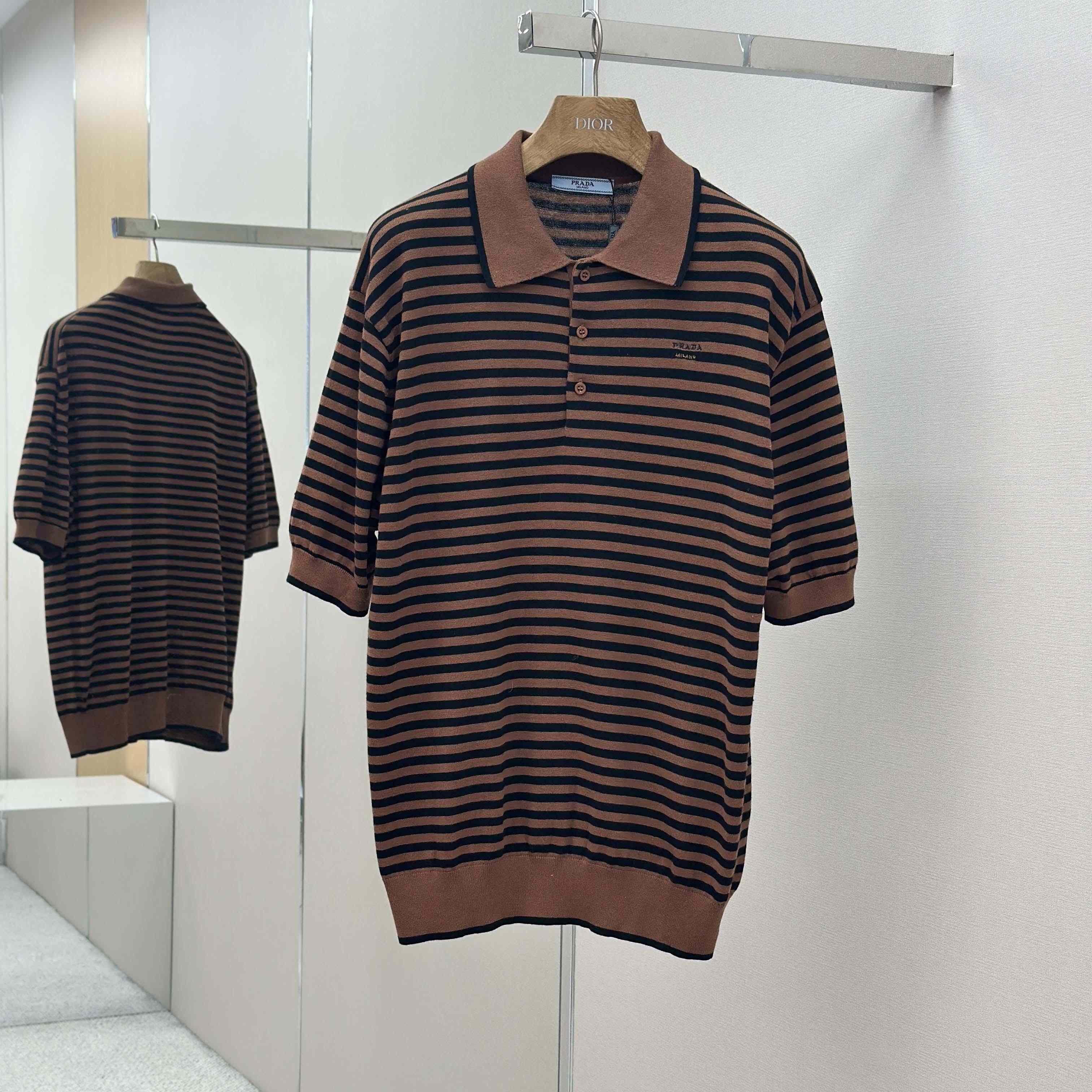 Prada Striped Cotton Polo Shirt - EUR FASHION