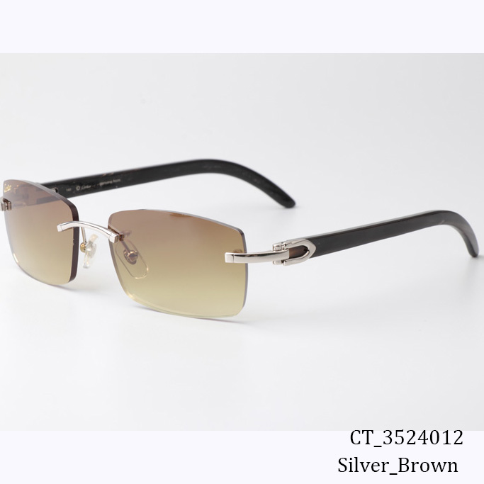 Cartier CT_3524012 Black Buffalo Sunglasses In Silver Brown - EUR FASHION