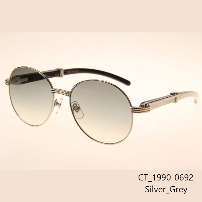 Cartier CT1990-0692 White Mix Black Buffalo Sunglasses In Silver Grey - EUR FASHION