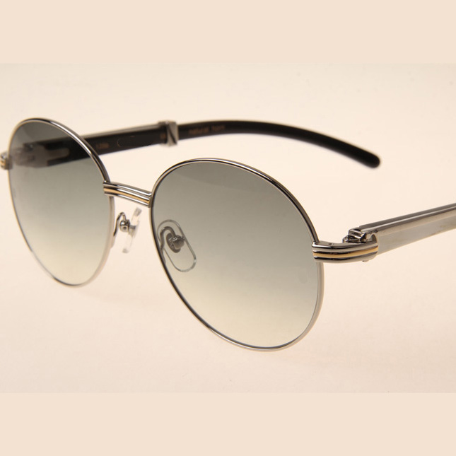 Cartier CT1990-0692 White Mix Black Buffalo Sunglasses In Silver Grey - EUR FASHION