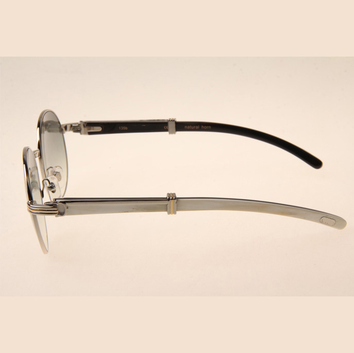 Cartier CT1990-0692 White Mix Black Buffalo Sunglasses In Silver Grey - EUR FASHION