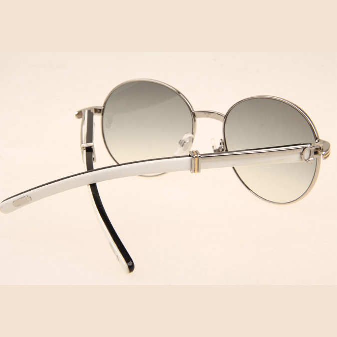 Cartier CT1990-0692 White Mix Black Buffalo Sunglasses In Silver Grey - EUR FASHION