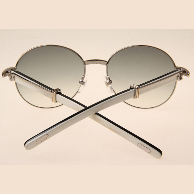 Cartier CT1990-0692 White Mix Black Buffalo Sunglasses In Silver Grey - EUR FASHION
