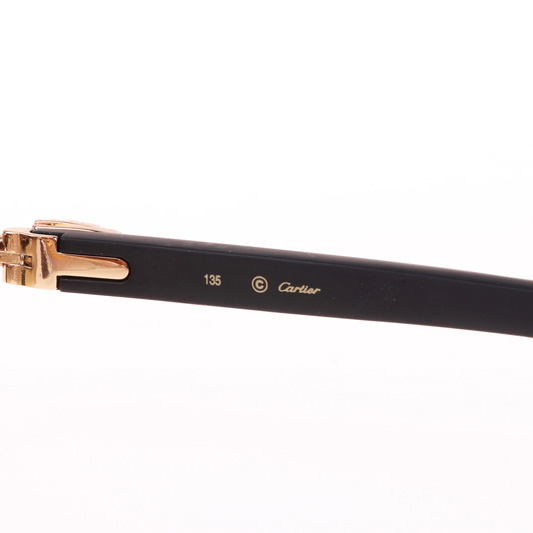 Cartier CT 3524012 Big Diamond Black Wood Sunglasses In Gold Brown - EUR FASHION