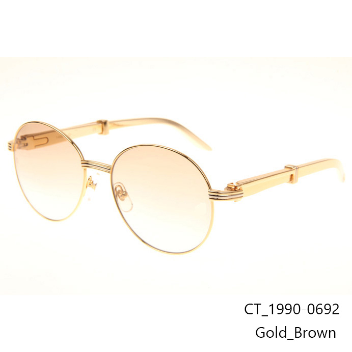 Cartier CT1990-0692 Gold Stainless Steel Sunglasses In Gold Brown - EUR FASHION