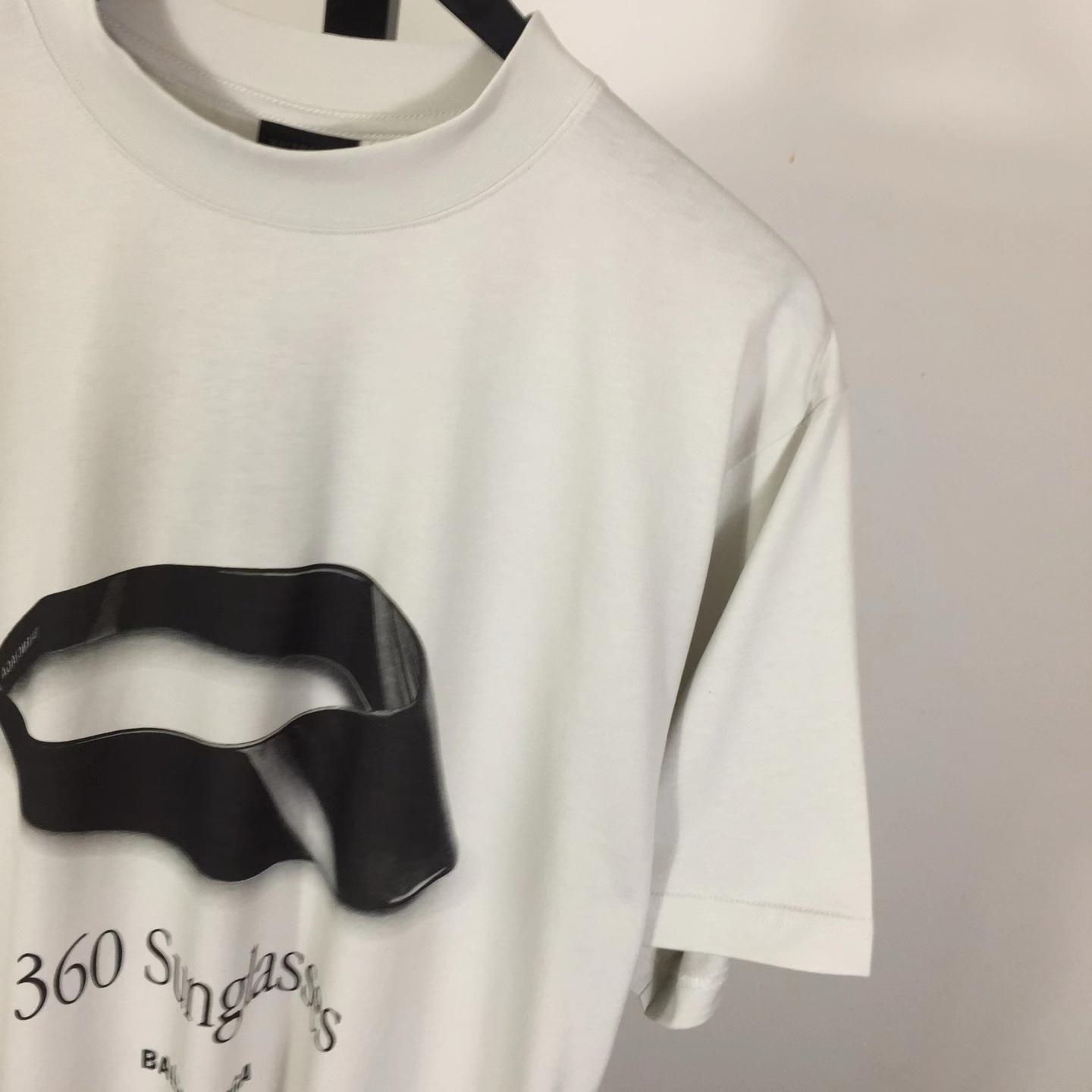 Balenciaga 360 Sunglasses T-Shirt Medium Fit In Dirty White Dry Jersey - EUR FASHION