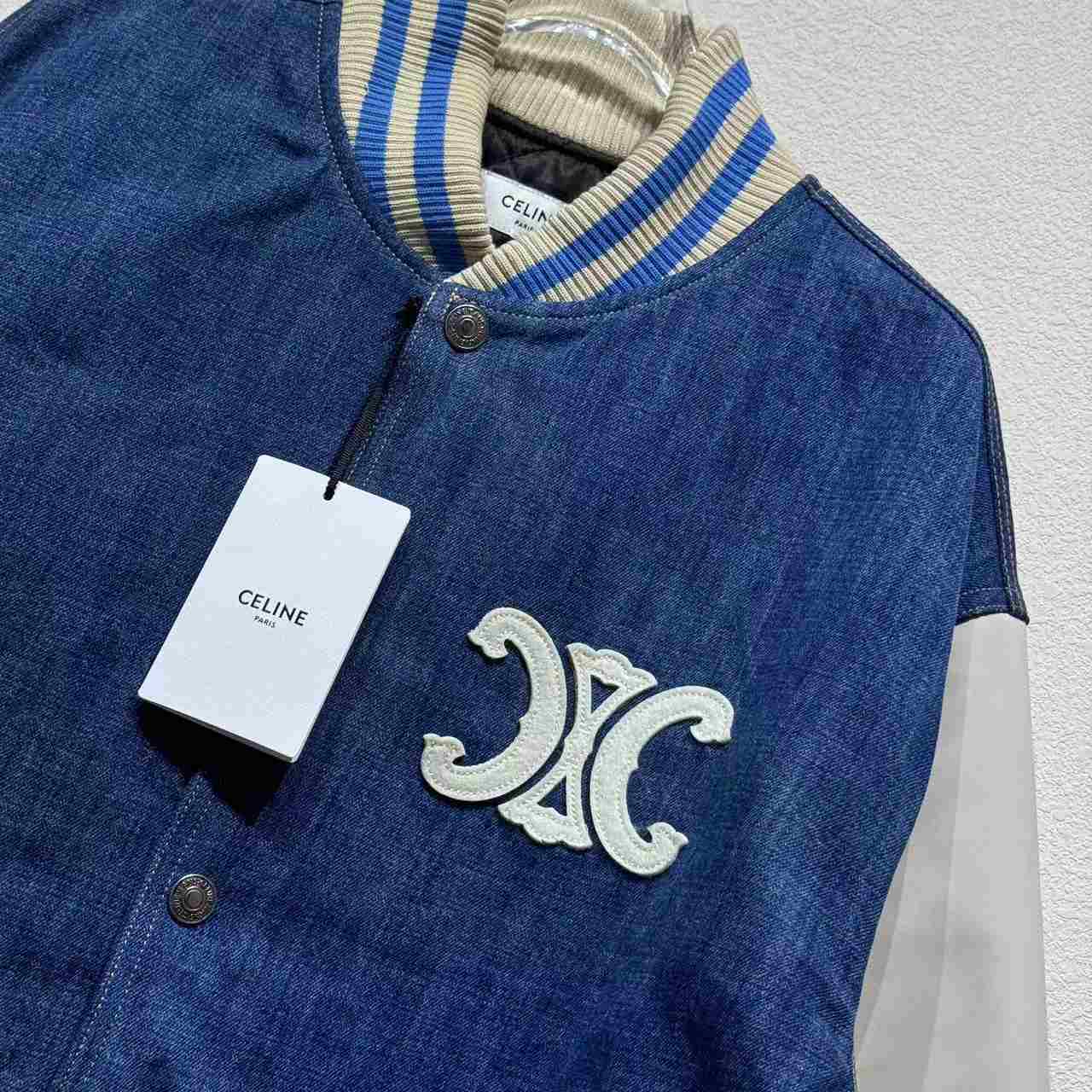 Celine Loose Triomphe Teddy In Trail Wash Denim - EUR FASHION