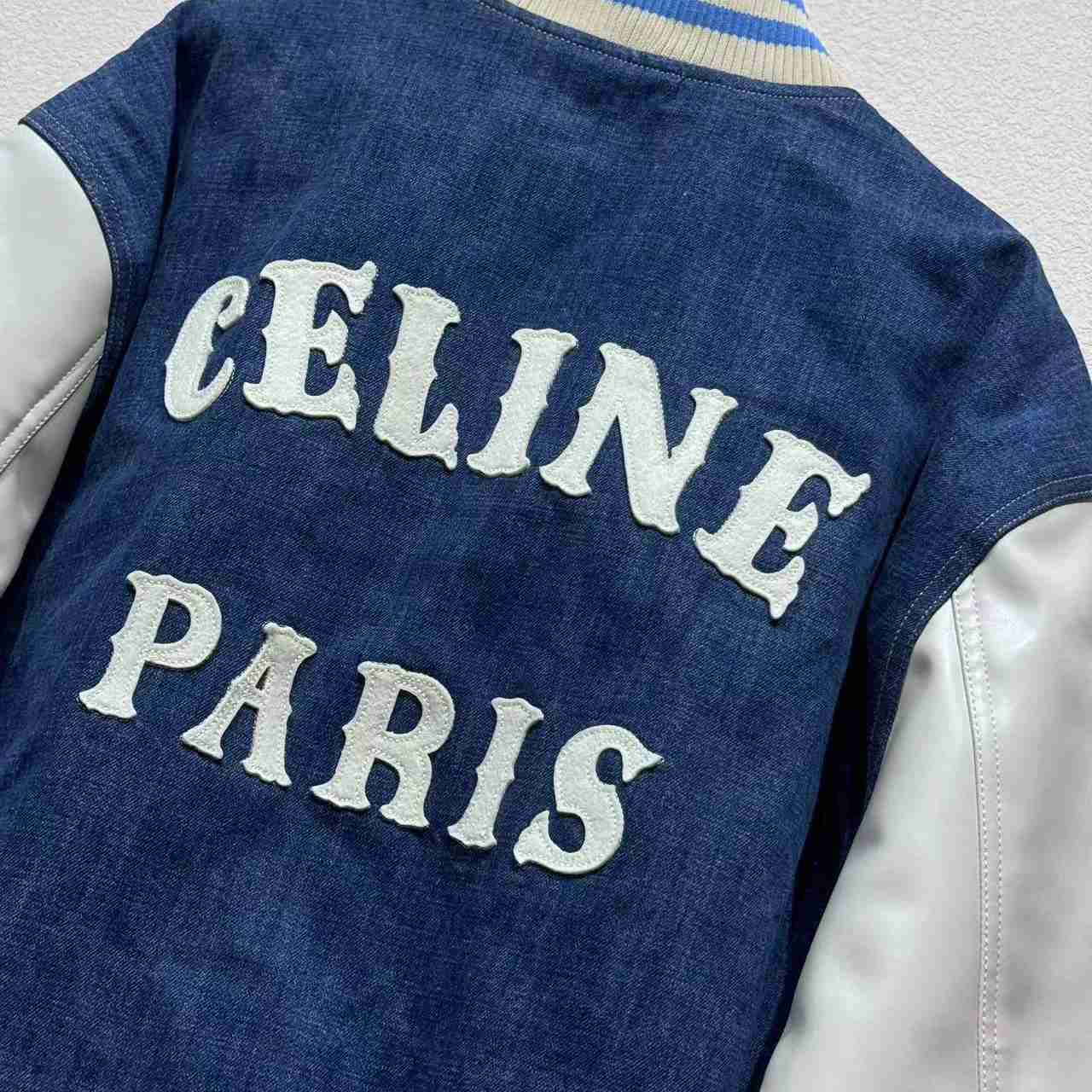 Celine Loose Triomphe Teddy In Trail Wash Denim - EUR FASHION