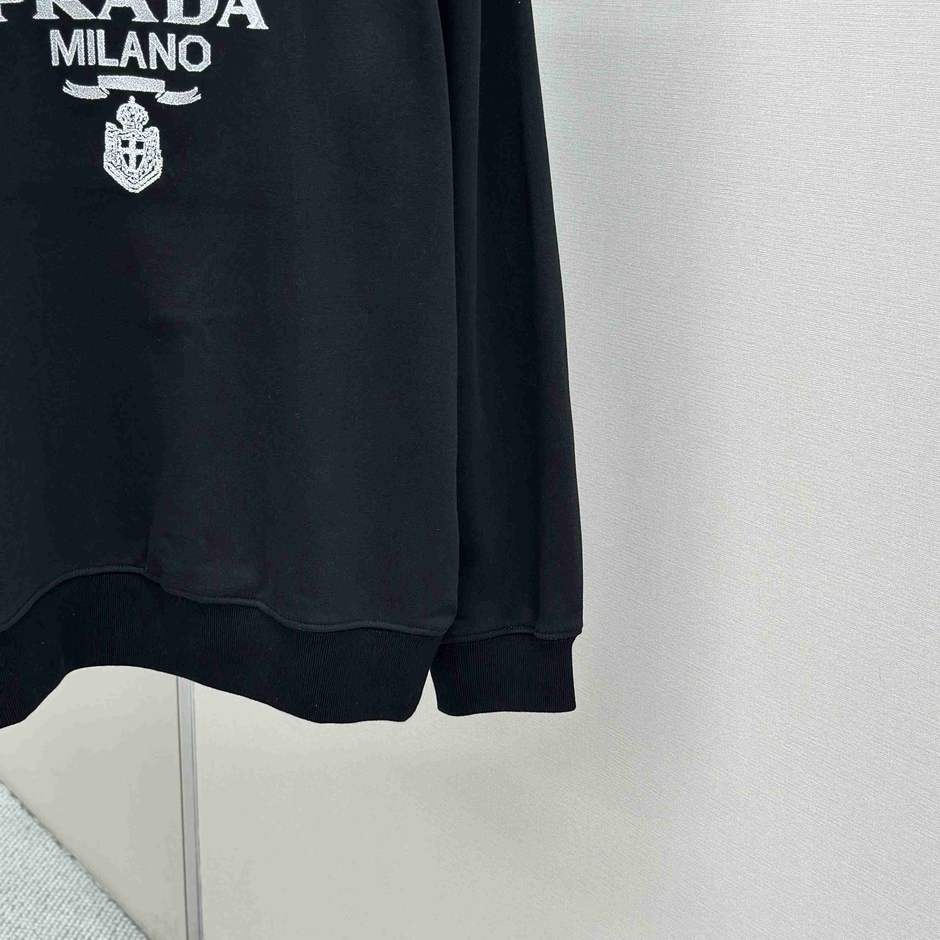 Prada Marble Black Long-sleeved Cotton Polo Shirt - EUR FASHION