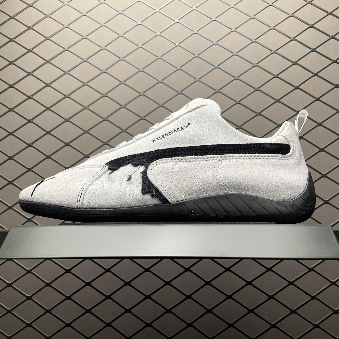 Balenciaga Speedcat Suede Balenciaga In White And Black Distressed Suede Cowskin - EUR FASHION