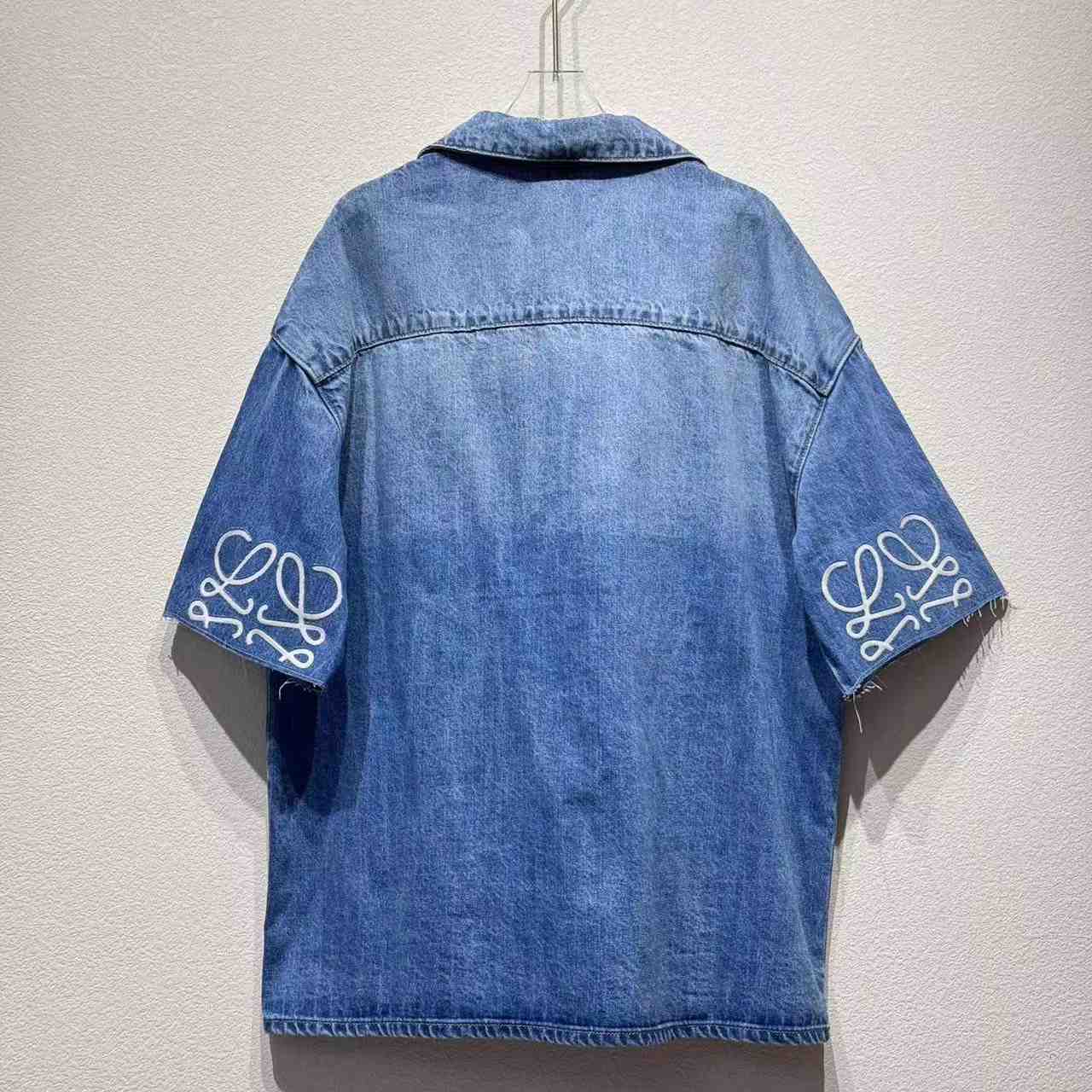 Loewe Anagram Short Sleeve Shirt In Denim - EUR FASHION