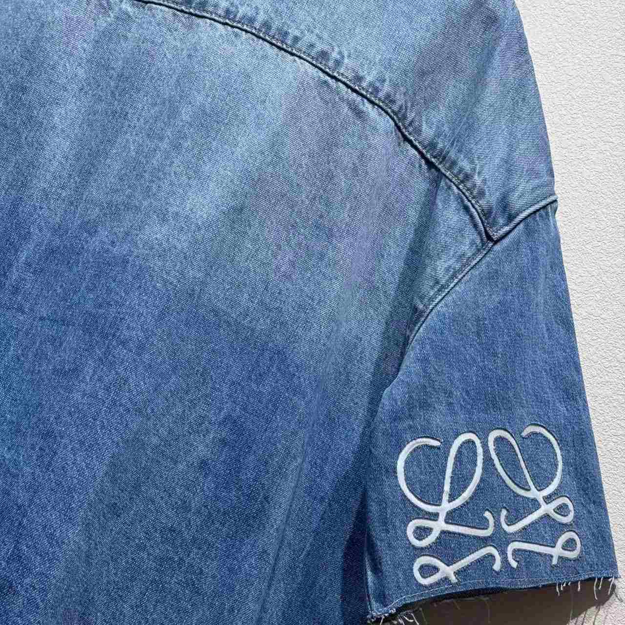 Loewe Anagram Short Sleeve Shirt In Denim - EUR FASHION
