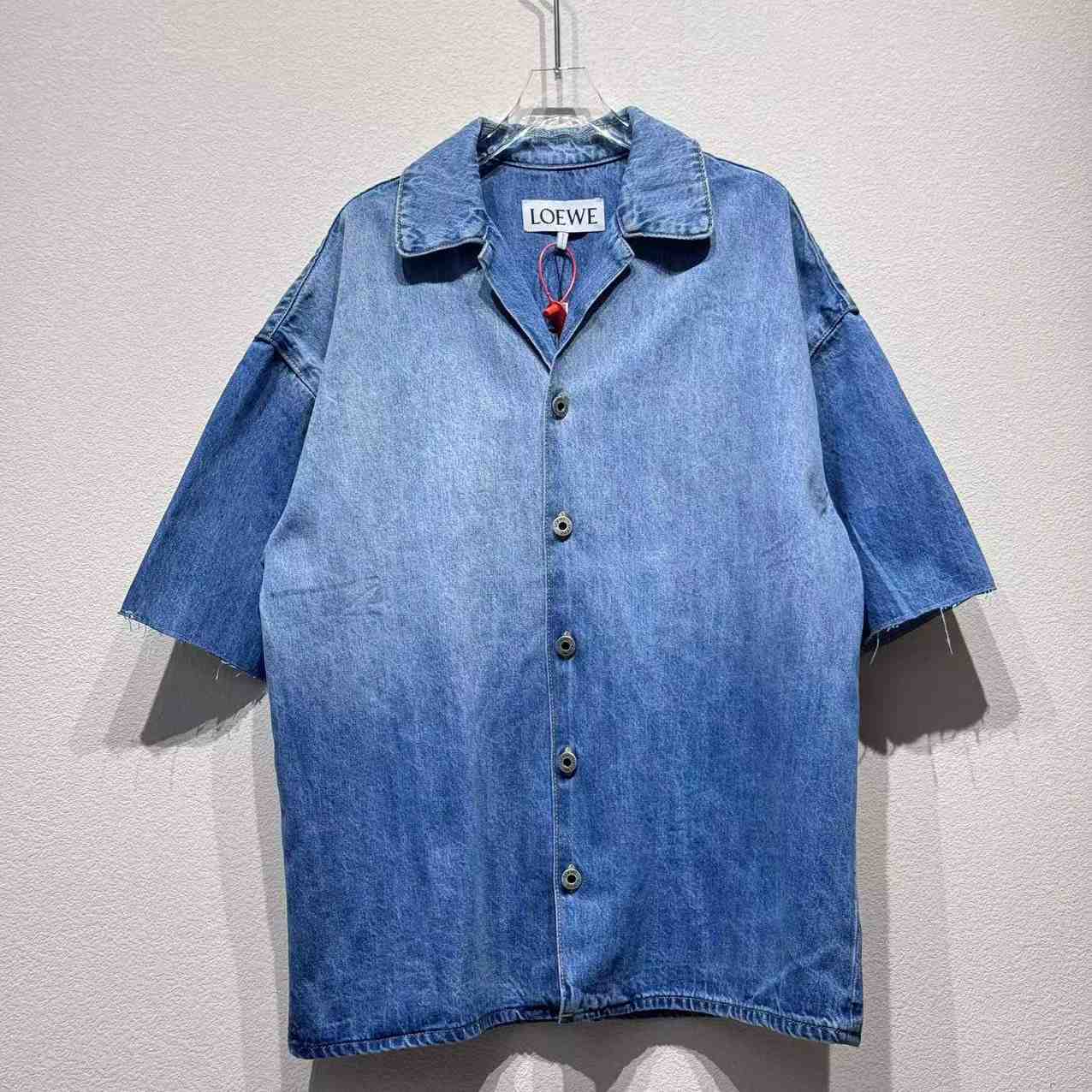 Loewe Anagram Short Sleeve Shirt In Denim - EUR FASHION