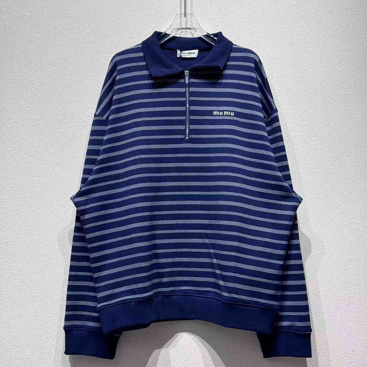 Miu Miu Striped Zipper Polo Shirt - EUR FASHION