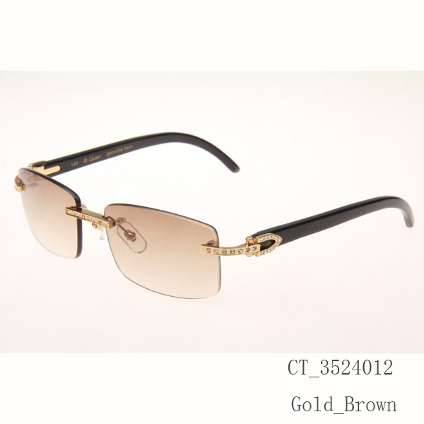 Cartier CT_3524012 Diamond Black Buffalo Eyeglasses In Gold Brown - EUR FASHION