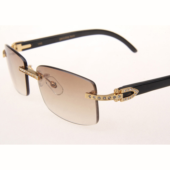 Cartier CT_3524012 Diamond Black Buffalo Eyeglasses In Gold Brown - EUR FASHION