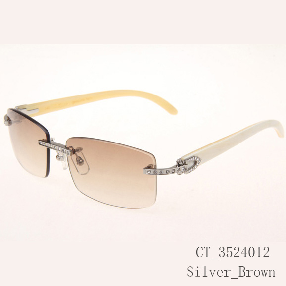 Cartier CT_3524012 Diamond White Buffalo Sunglasses In Silver Brown - EUR FASHION