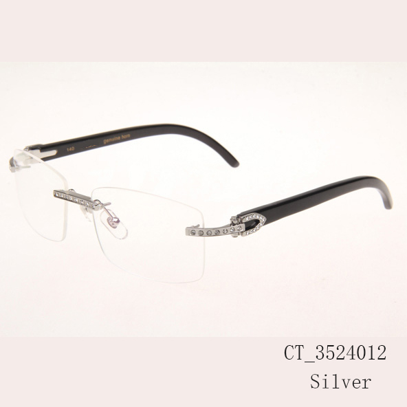 Cartier CT_3524012 Diamond Black Buffalo Eyeglasses In Silver - EUR FASHION