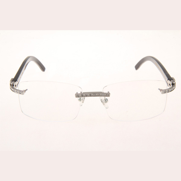 Cartier CT_3524012 Diamond Black Buffalo Eyeglasses In Silver - EUR FASHION