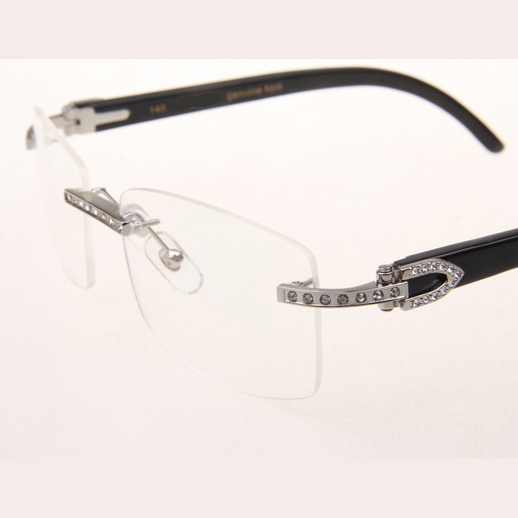 Cartier CT_3524012 Diamond Black Buffalo Eyeglasses In Silver - EUR FASHION