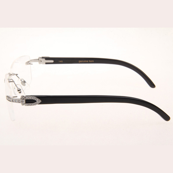 Cartier CT_3524012 Diamond Black Buffalo Eyeglasses In Silver - EUR FASHION